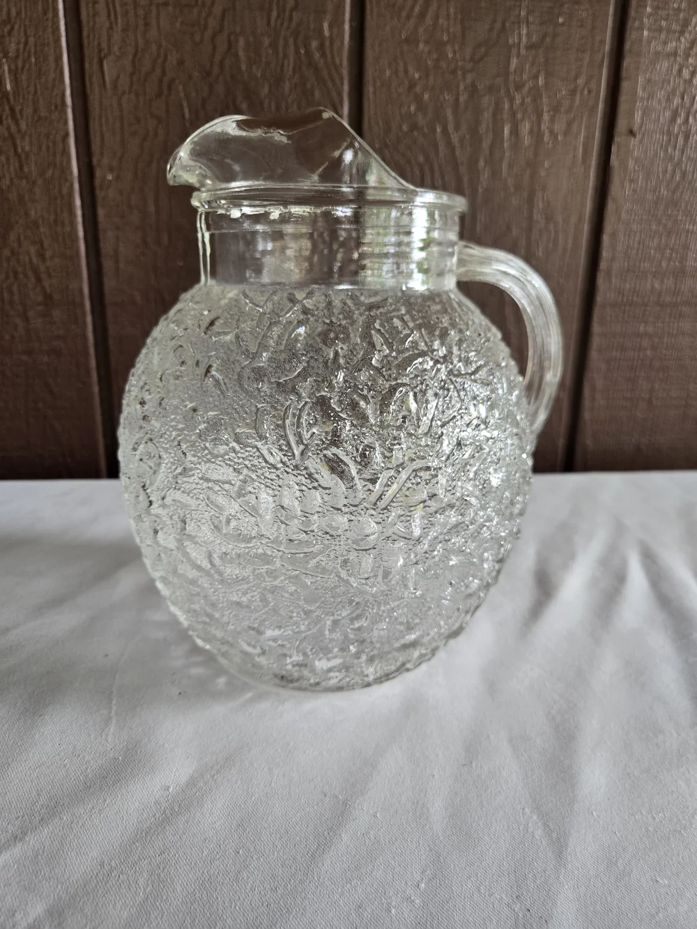 Clear Textured Glass Pitcher